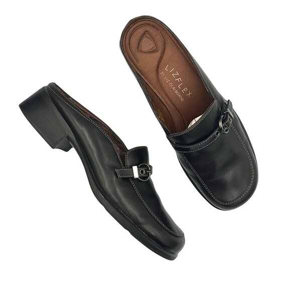 Lizflex by Liz Claiborne Brown Leather Slip on Comfort Buckle Loafers - Picture 1 of 8
